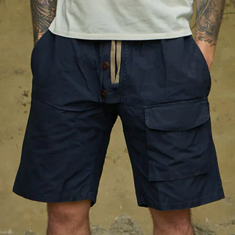 Vintage Navy Waterproof Cotton Loose Fit 'Submariner' Shorts