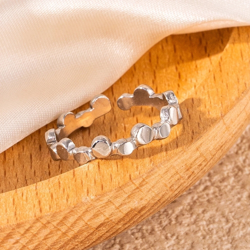 Casual Minimalist Leaf Titanium Steel Plating Open Rings