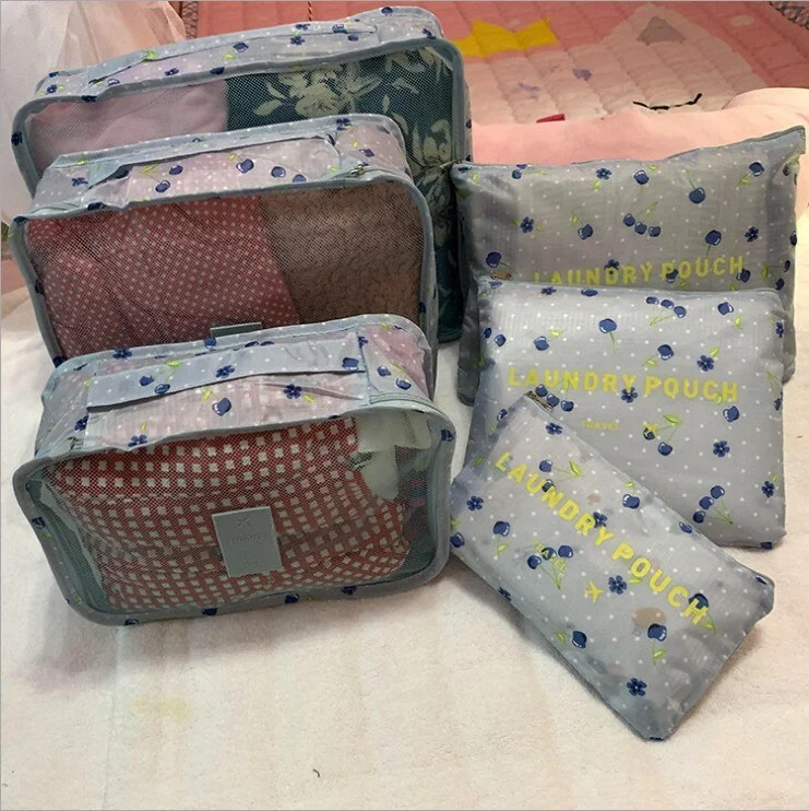 Travel Packing Cubes 6pcs/set Fashion Waterproof Large Capacity Clothing Sorting Organize Bag Storage Package Men Weekender Bag