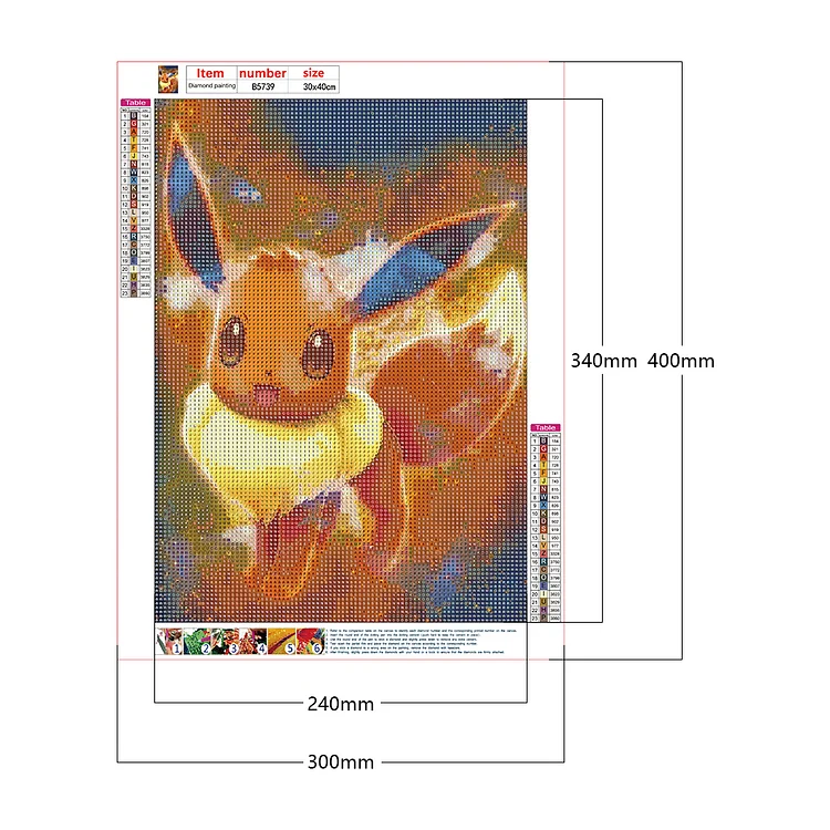 Pokemon Eevee Evolution DIY Full Round Drill 30x40cm Diamond Painting