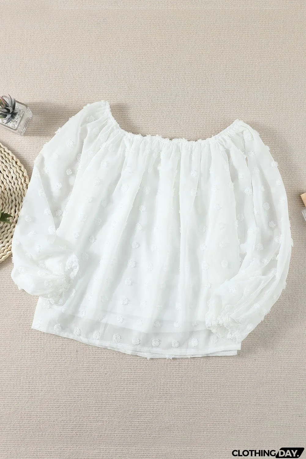 Off Shoulder Swiss Dot Blouse