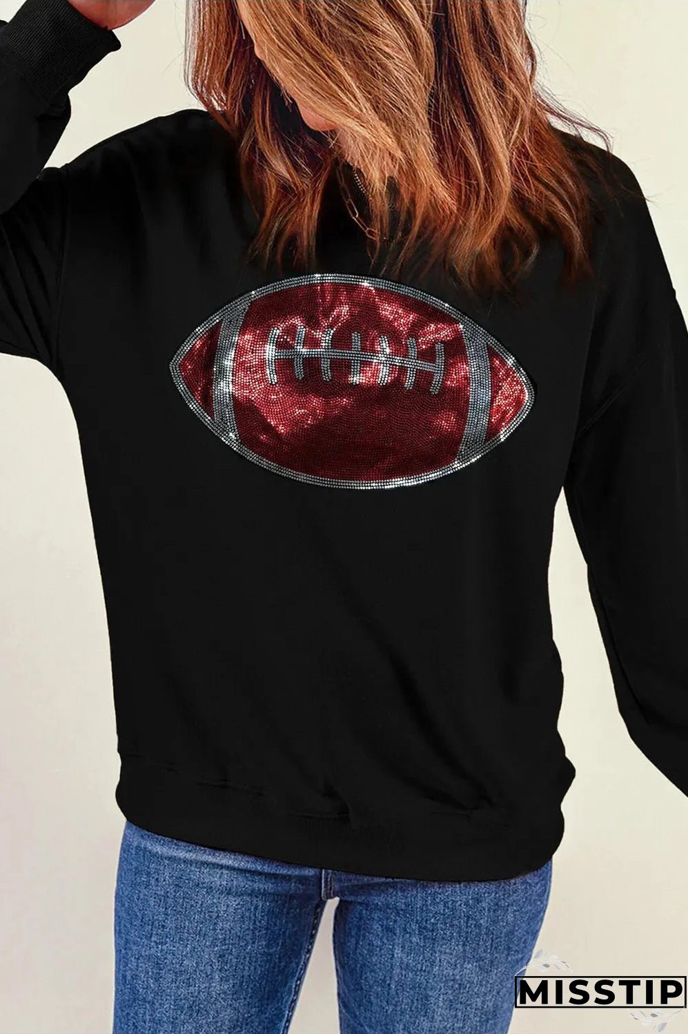Sequin Football Long Sleeve Sweatshirt