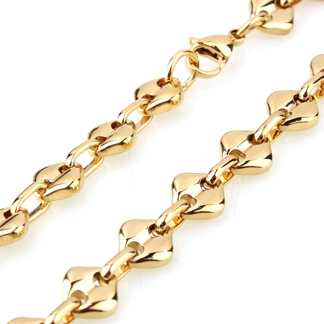 Coffee Bean Titanium Chain Necklaces for Women Gold Plated Women's Trendy Layering Necklaces Chain Link Necklaces 10mm Wide, 24 Inch for Women
