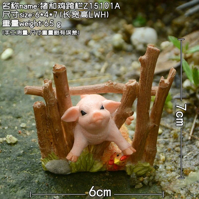 Simulated Pig Model Farm Animal Creative Resin Pig with Chicken Figurines Action Figure Educational Toys for kids Home Decor