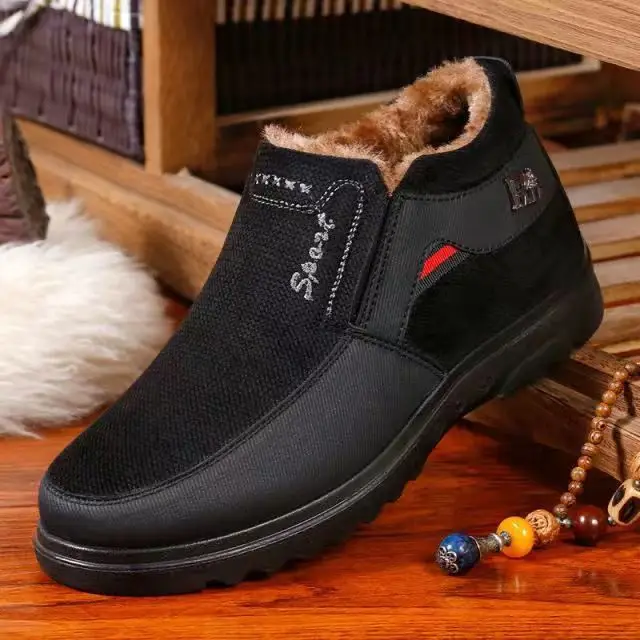 Winzsparks shoes for mens dress Warm Winter Boots Men Shoes  New Keep  Slip on Comfortable Plush Fur Ankle Botas Men Boots Outdoor Sneakers Zapatos De Hombre