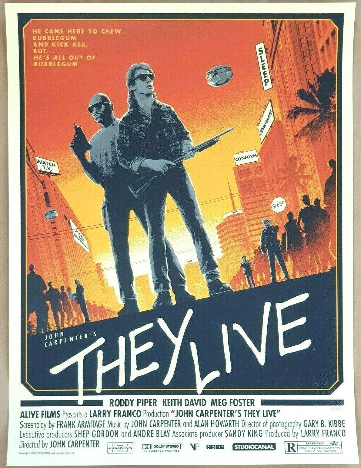 MATT FERGUSON - THEY LIVE Screen Print Poster 2016 ORIGINAL GID John Carpenter