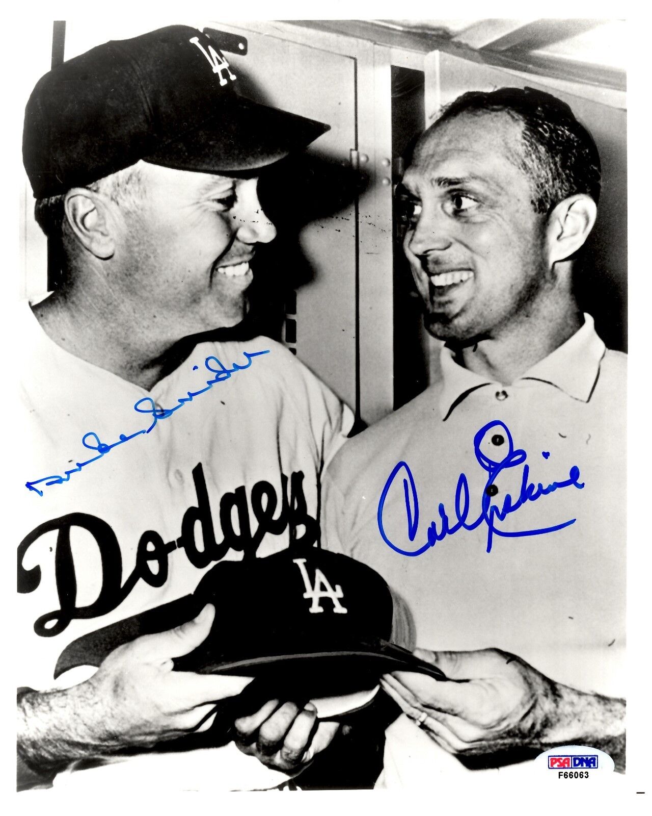 Autographed 8x10 DUKE SNIDER & CARL ERSKINE Dodgers Photo Poster painting - PSA/DNA