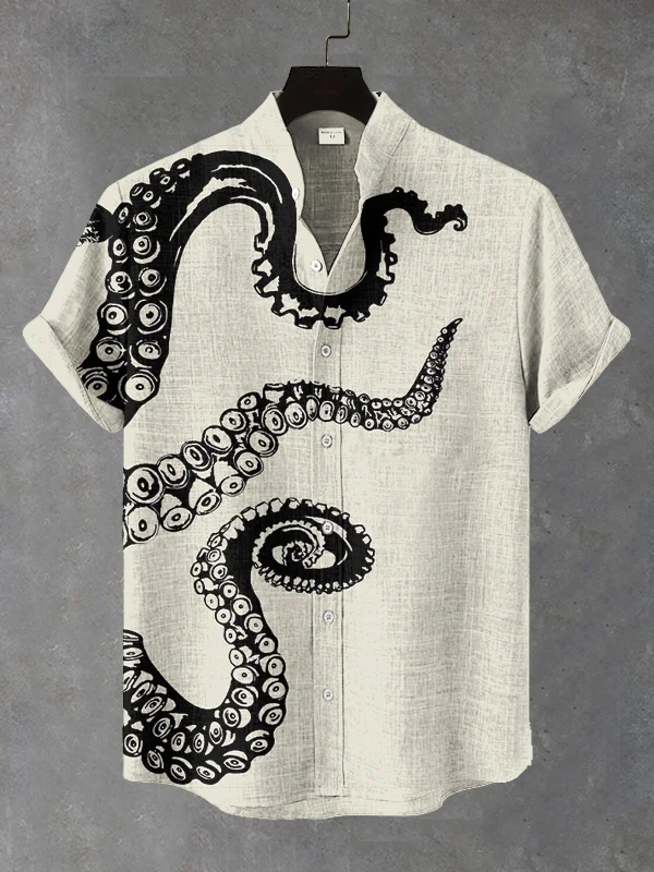 Men's Octopus Tentacles Art Graphic Print Short Sleeve Shirt