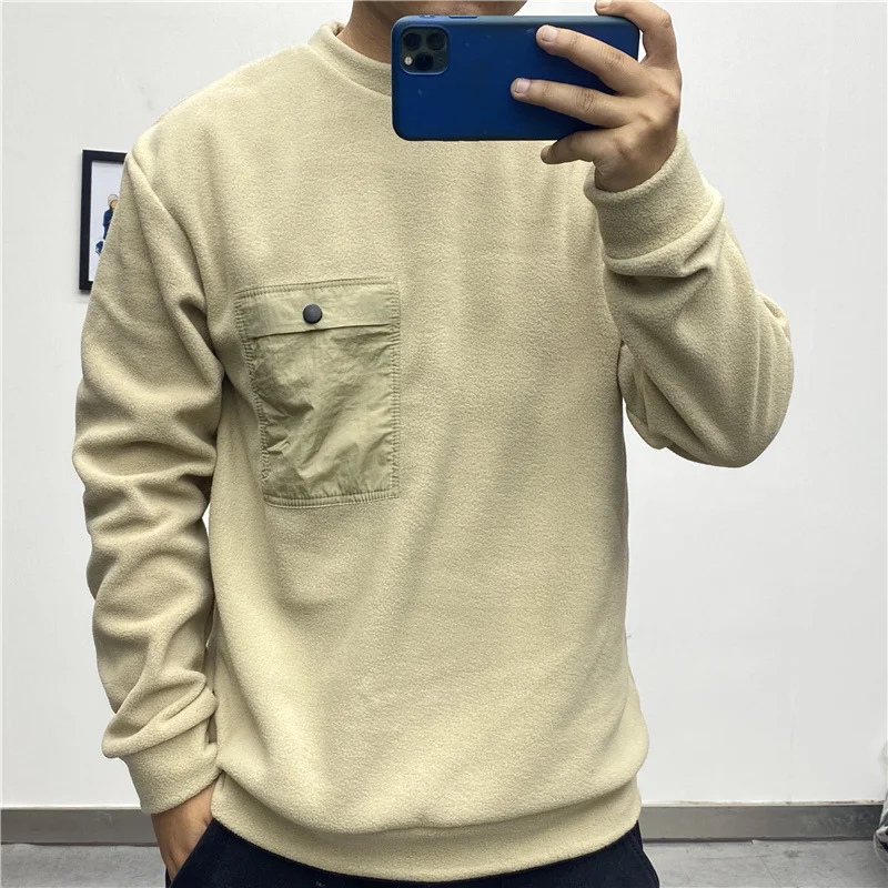 Tooling Fleece Double Faced Fleece Crew Neck Long Sleeve Sweaters