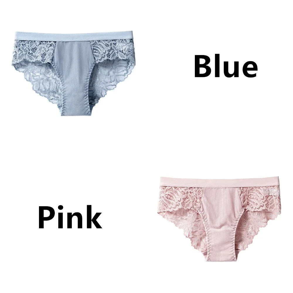 2Pcs/Lot Women's Invisible Underwear Panties Intimate Briefs For Women Sexy Transparent Floral Lace Panties Seamless Panty New