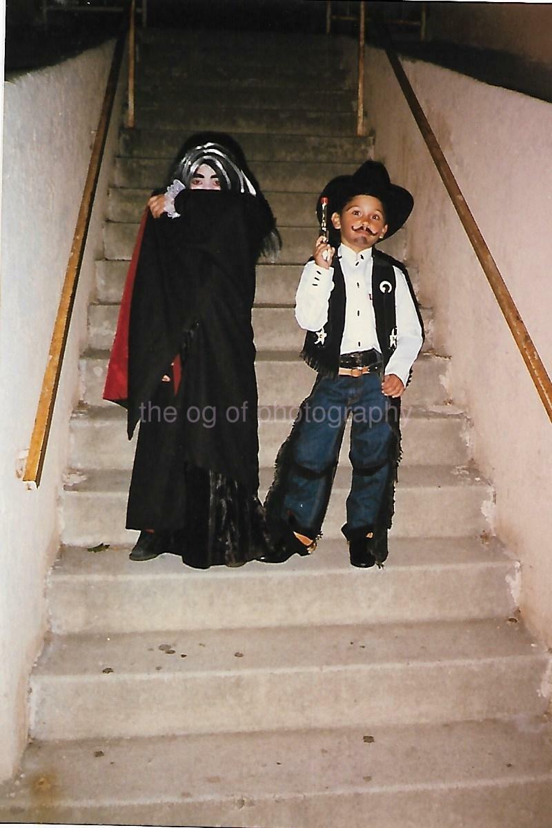 Vampire + Cowboy FOUND Photo Poster paintingGRAPH Color HALLOWEEN Original Snapshot 04 11 S