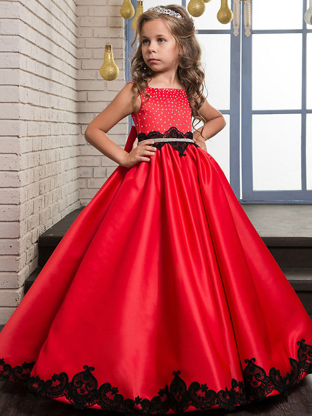Oknass Sleeveless Jewel Neck A-Line Flower Girl Dress With Lace