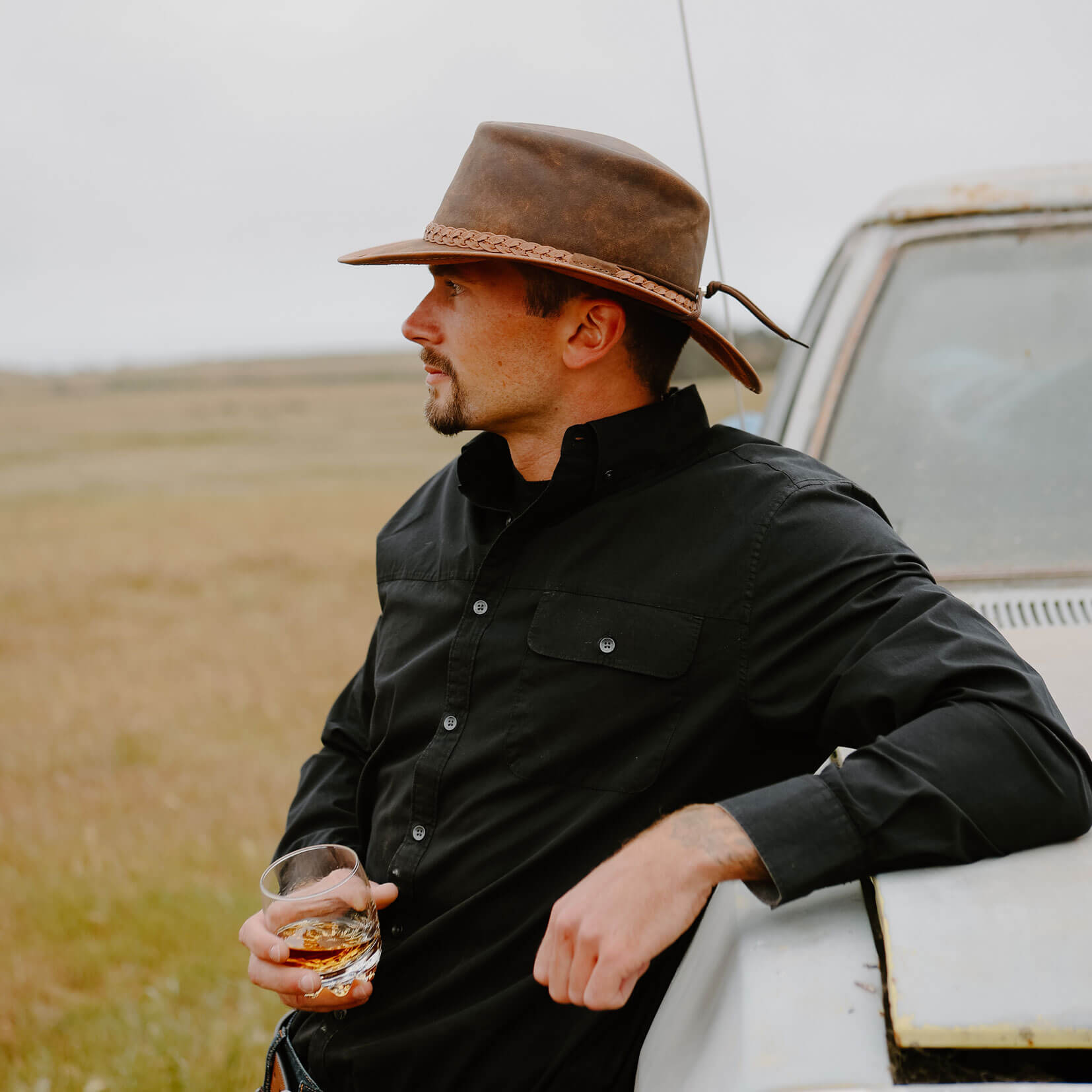 Crusher - Mens Crushable Leather Outback Hat