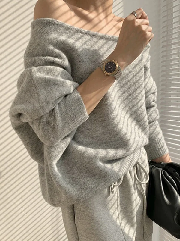 Urban Black Off-Shoulder Long Sleeve Sweater