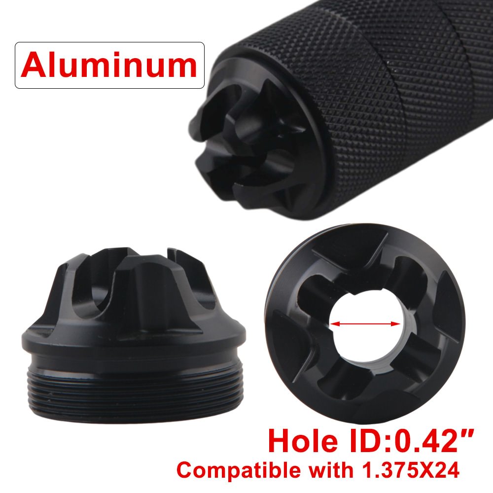 Aluminum threaded Adapter Flash Hider Front end Cap for 1.57inch L10 inch solvent trap fuel filter 1.375x24(Customized models, delivery time is about 30 days, be careful)