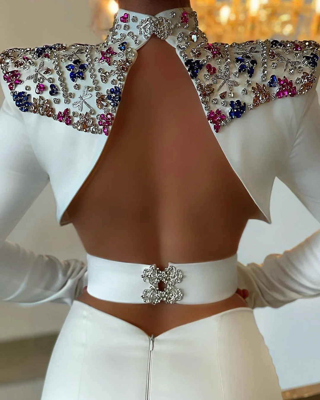White Dress Crystals Details