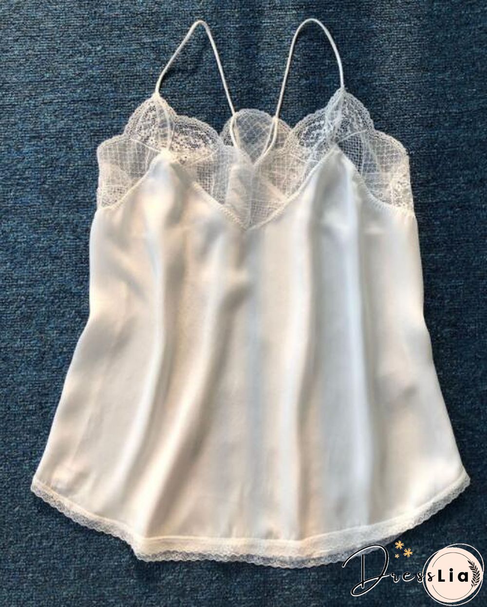 Silk Women New Style Romantic Neckline Exquisite Lace Stitching Letter Printing Girls Camis Vest