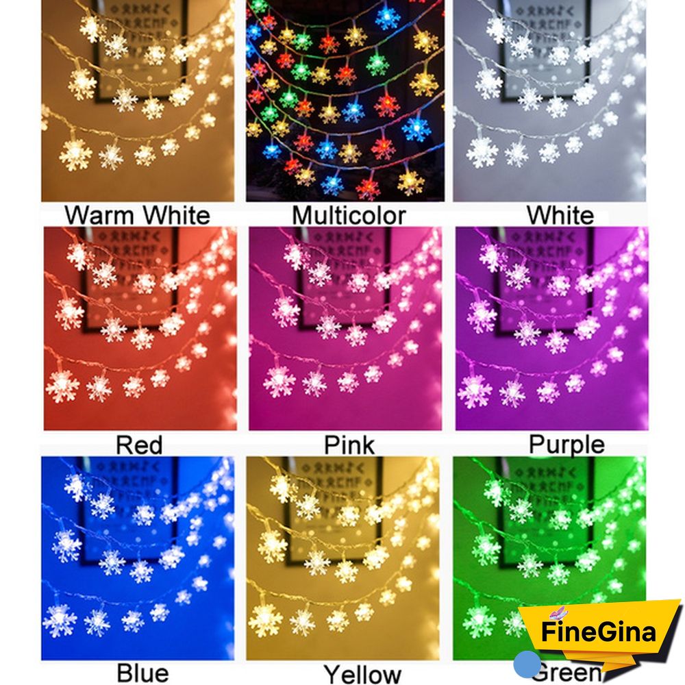 Battery Operated Snowflake Fairy String Lights For Indoor Outdoor Home Bedroom Patio Room Garden Party Xmas Christmas Tree Decorations(Battery Is Not Include)