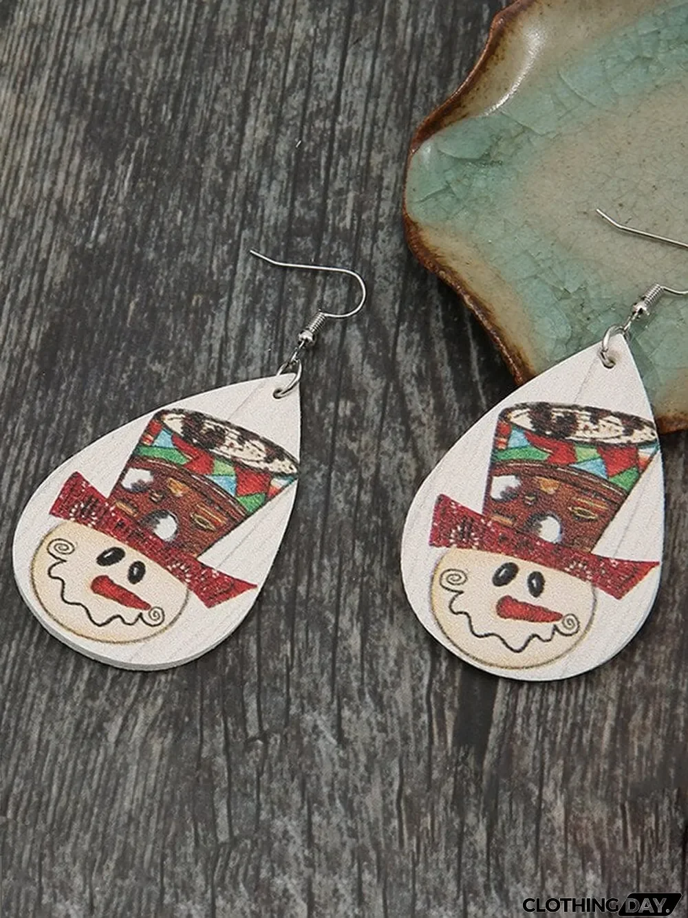 Water Drop Snowman Leather Earrings