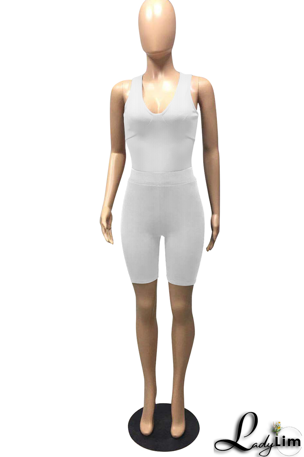 Army Green Fashion Solid Split Joint U Neck Sleeveless Two Pieces