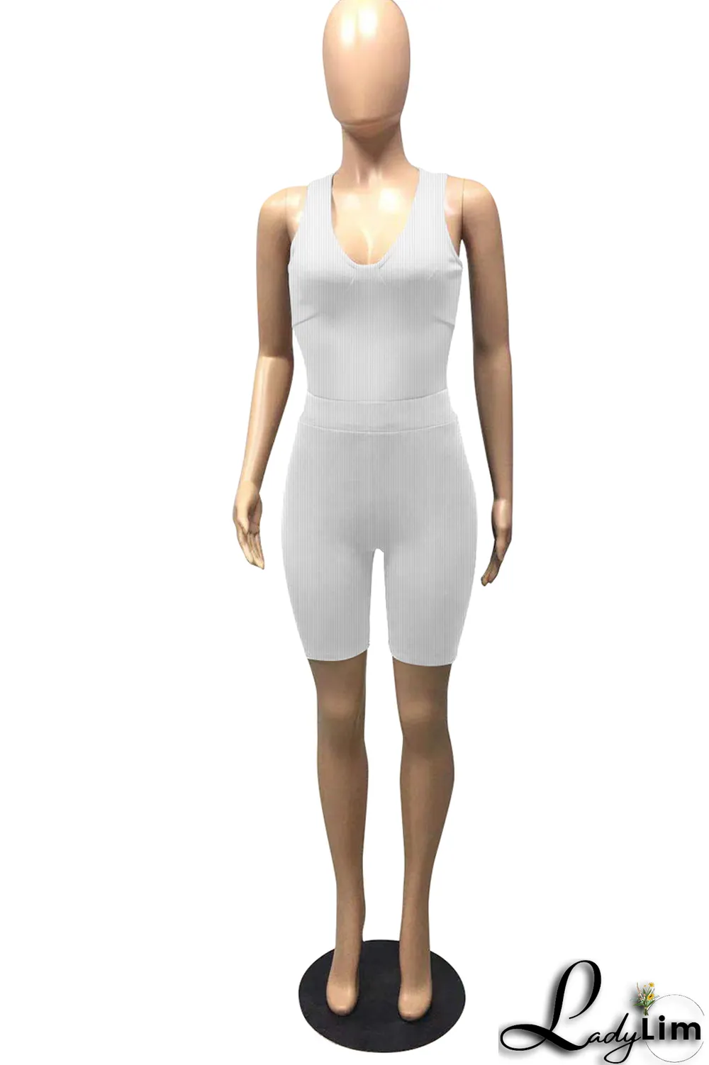 Army Green Fashion Solid Split Joint U Neck Sleeveless Two Pieces