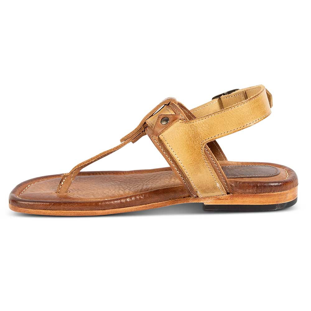 Tan Open Toe Summer Sandals Buckle Strap T-Strap Flat Beach Shoes Nicepairs