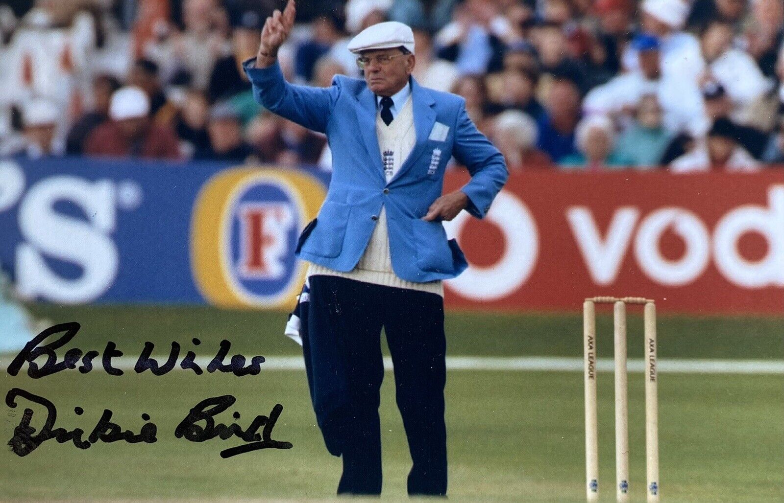 Dickie Bird Genuine Hand Signed Cricket 6X4 Photo Poster painting, Umpire, 1