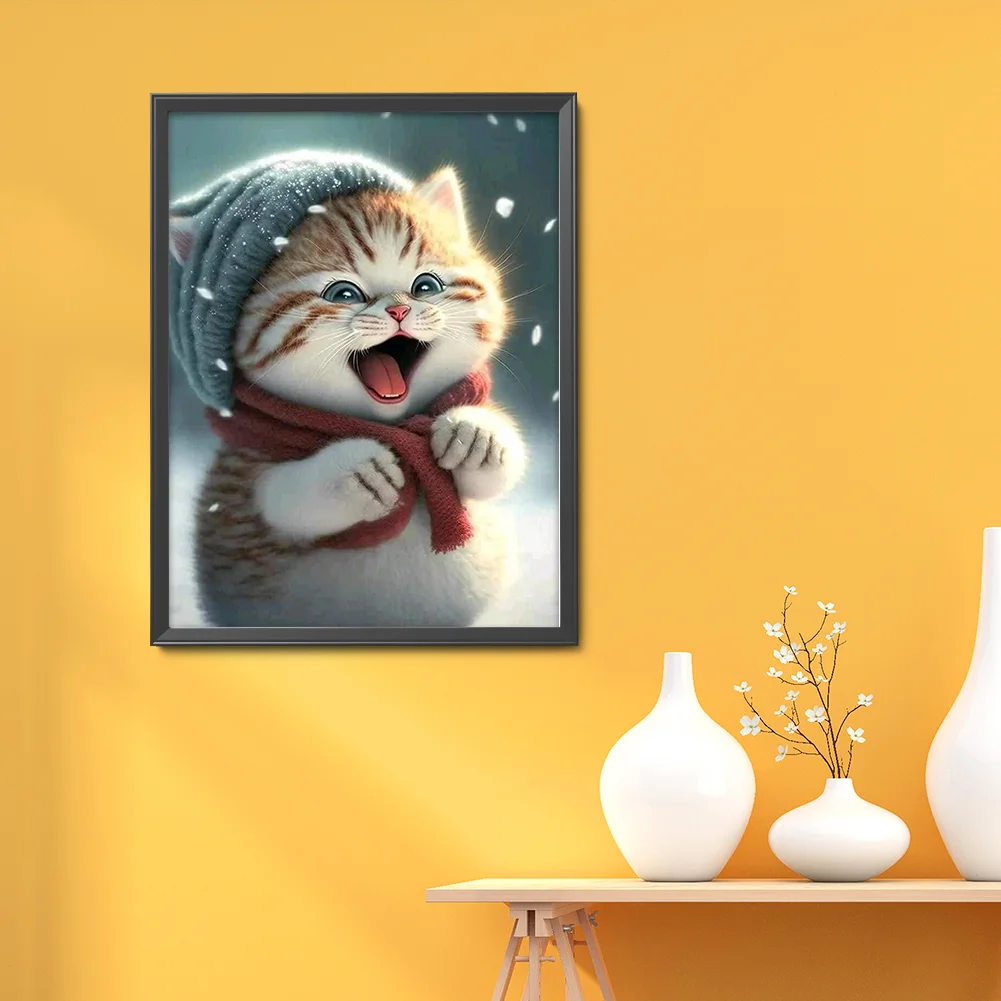 Full Round Diamond Painting 30*40cm - Cute Cat
