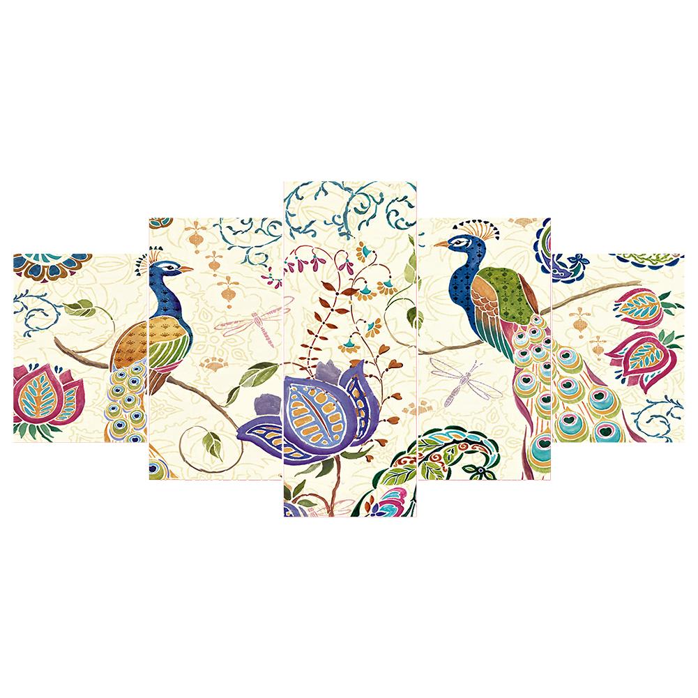 

95*45CM - Multi-picture Diamond Painting - 5pcs Peafowl, 501 Original