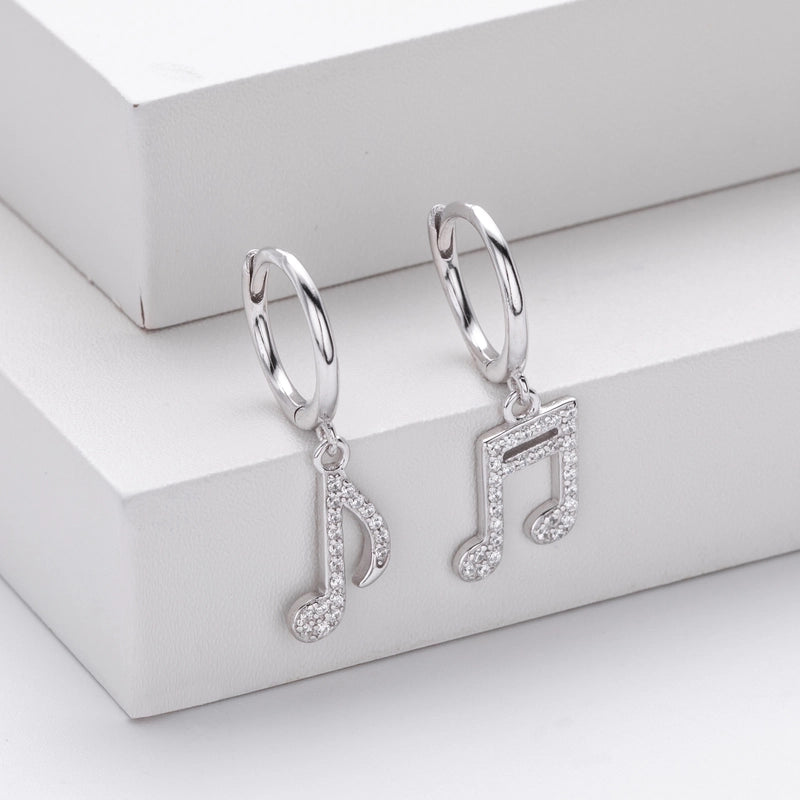 1 Pair 925 Sterling Silver Zircon Notes Drop Earrings