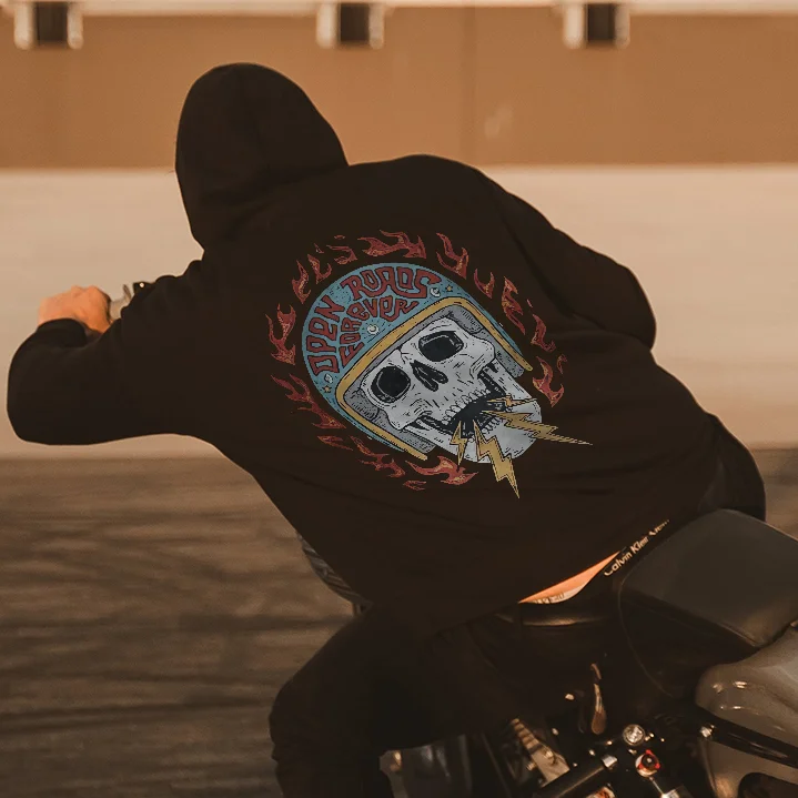 Flame helmet skull print designer hoodie - Krazyskull