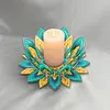 Peinture en diamant en 5D DIY d&eacute;coration de bureau en acrylique, bougeoirs fleurs, brise-lumi&egrave;re, d&eacute;coration de bureau artisanale pour adultes d&eacute;butants (lotus bleu et jaune)