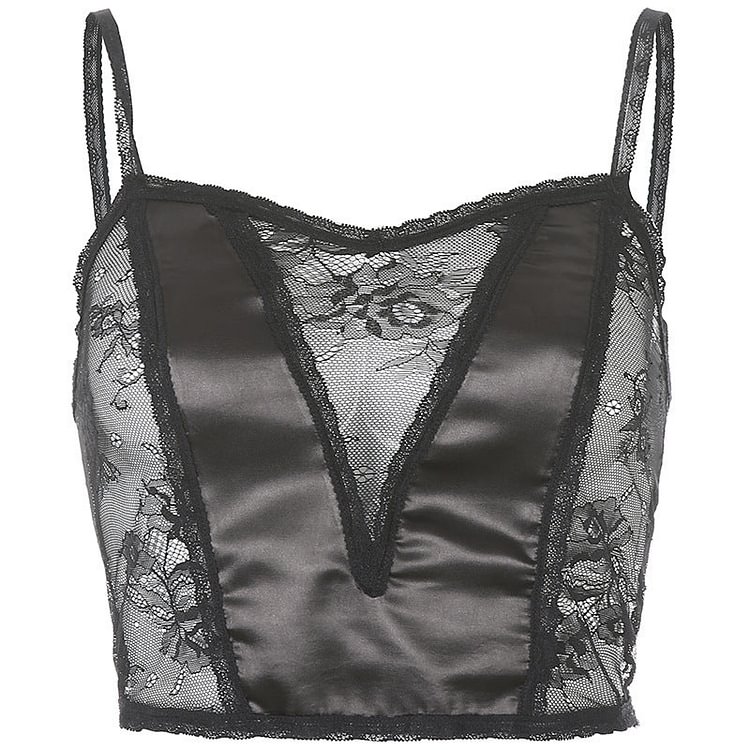 Lace Mesh V-neck Top