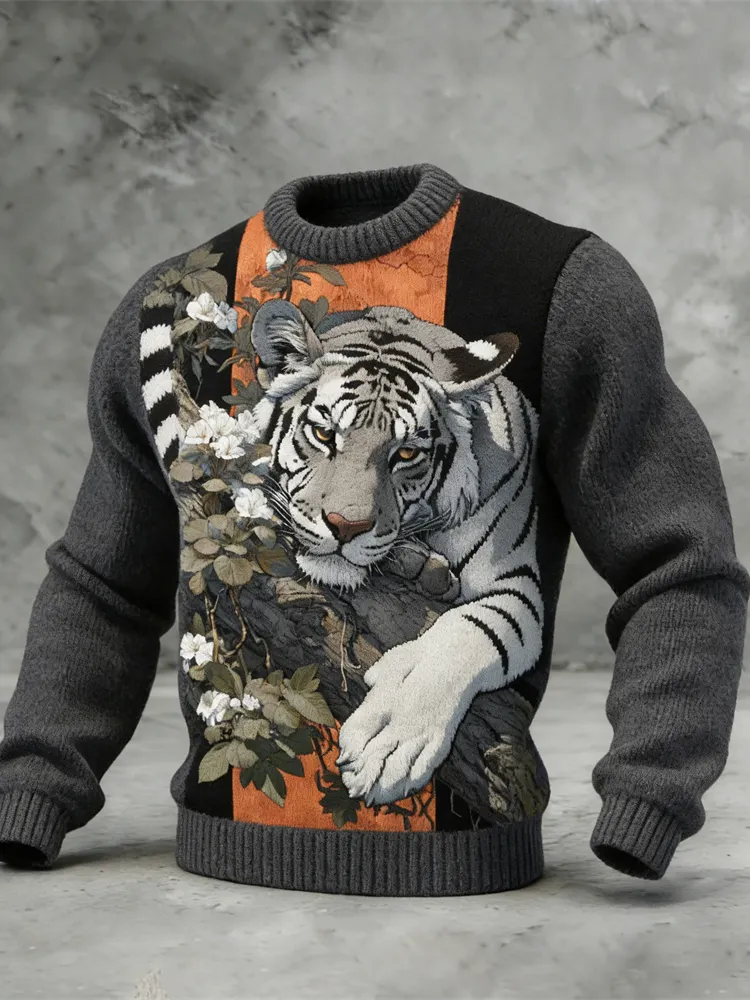 Japanese Tiger Totem Men's Cozy Sweater