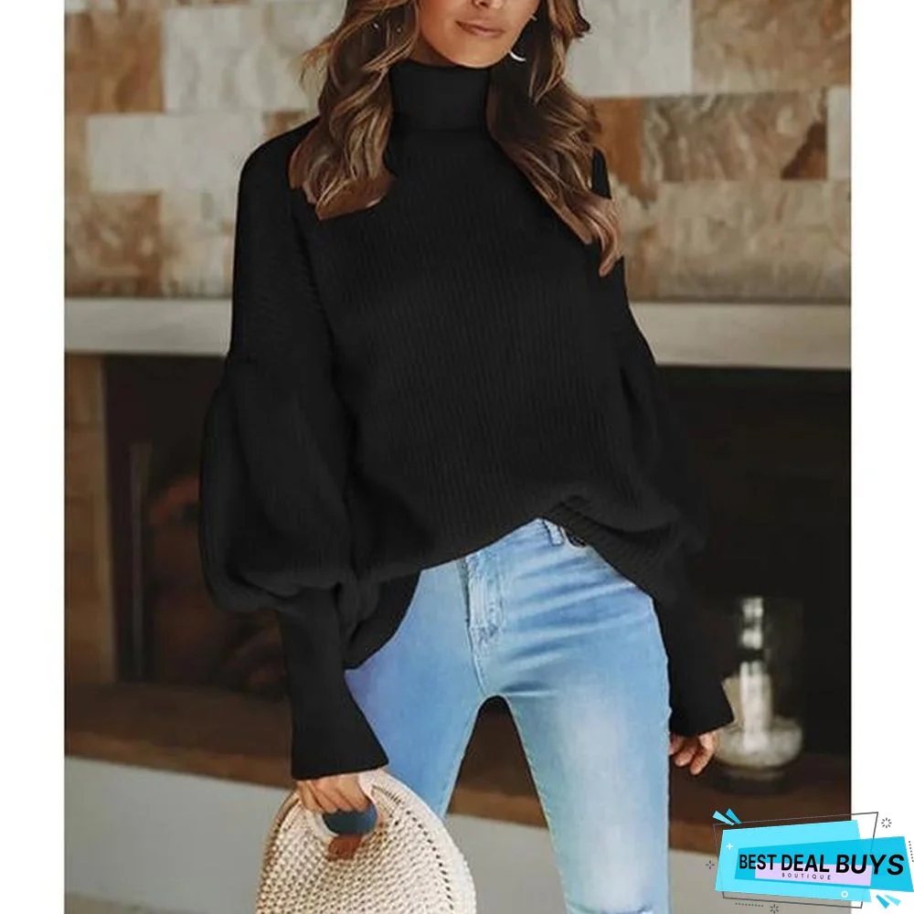 Casual Turtleneck Shift Statement Sweaters