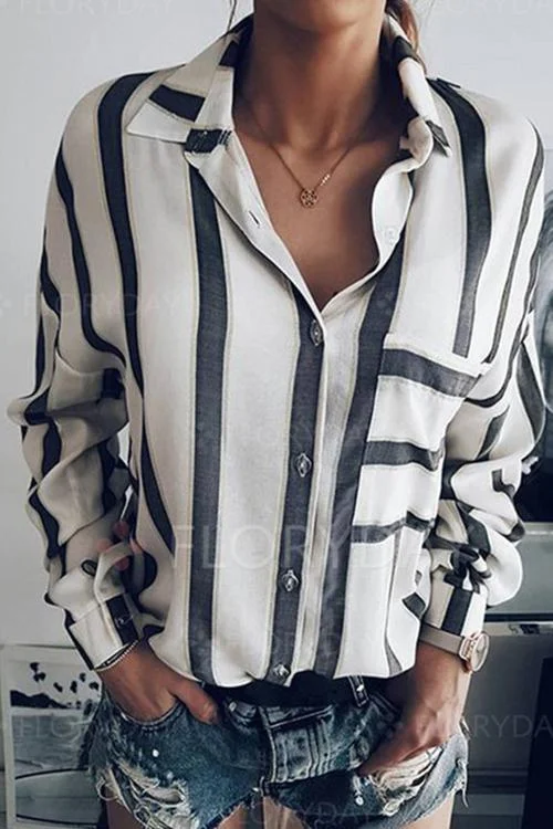 Striped loose shirt-elleschic