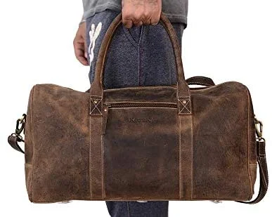 24 Inch Leather Duffel Bags for Men and Women Full Grain Leather Travel Overnight Weekend Leather Bags Sports Gym Duffel for Men
