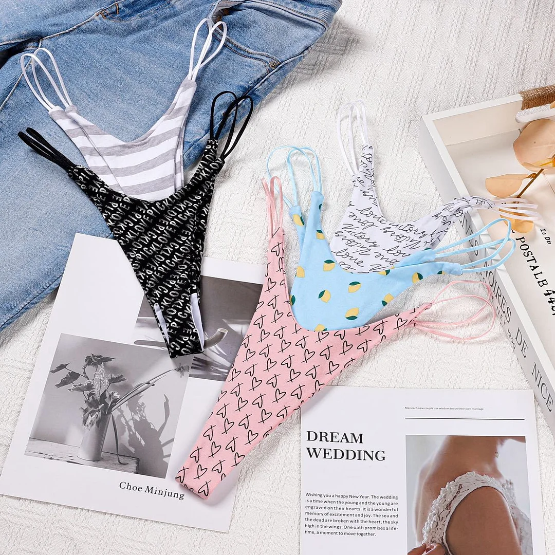 Athvotar Athvotar Cotton Double Fine With Sexy Thong Lady English Letter Logo Thong Love T Trousers Women Cotton Crotch