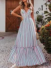Plain Striped Condole Belt Maxi Dresses