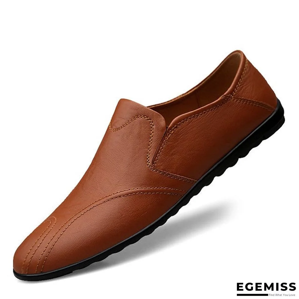 Men's Leather Shoes Pigskin Fall & Winter Casual Loafers & Slip-Ons Wear Proof Light Brown / Dark Brown / Black | EGEMISS