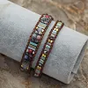 Colorful Multi Gemstone Crocheted Wristband Accessories