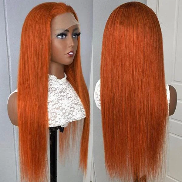 Junoda Ginger Blonde Straight Hair Lace Closure Wig 150% Density