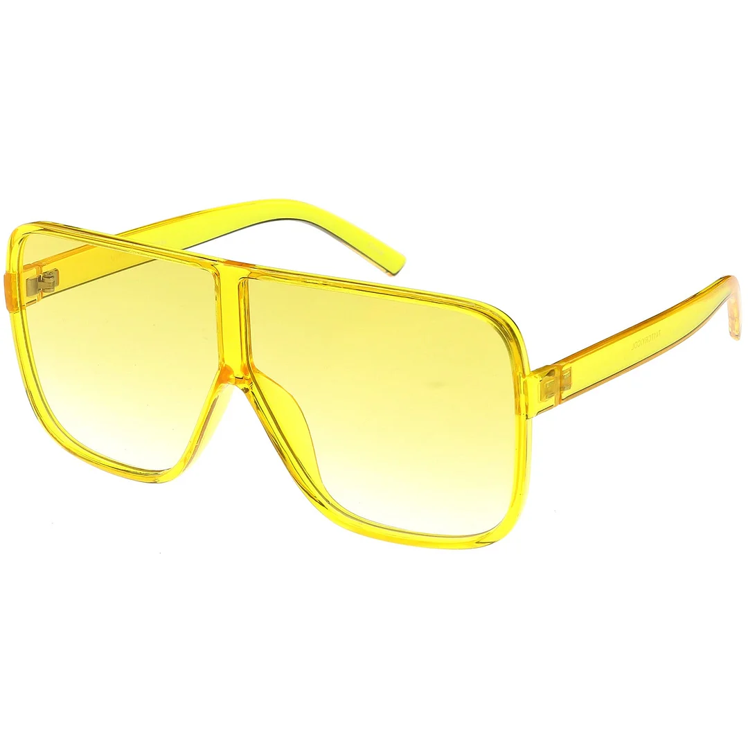 Oversize Translucent Square glasses Flat Top Color Tinted Lens 69mm