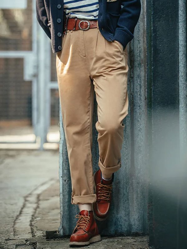 Loose fitting vintage workwear trousers for women