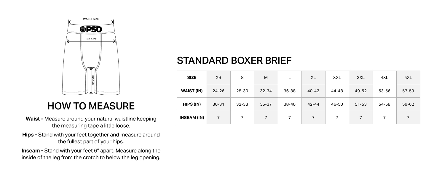 Mens Standard Length Boxer Brief 7 Inch Inseam Fit Guide