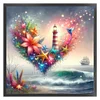 Heart Flower Lighthouse By Sea-11CT Stamped Cross Stitch 40*40cm