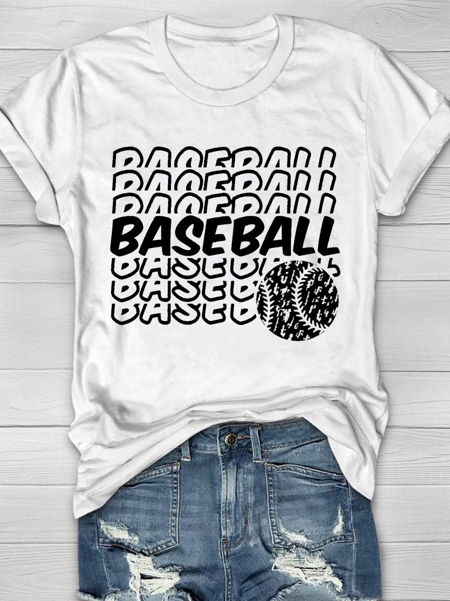 Baseball Print Short Sleeve T-Shirt