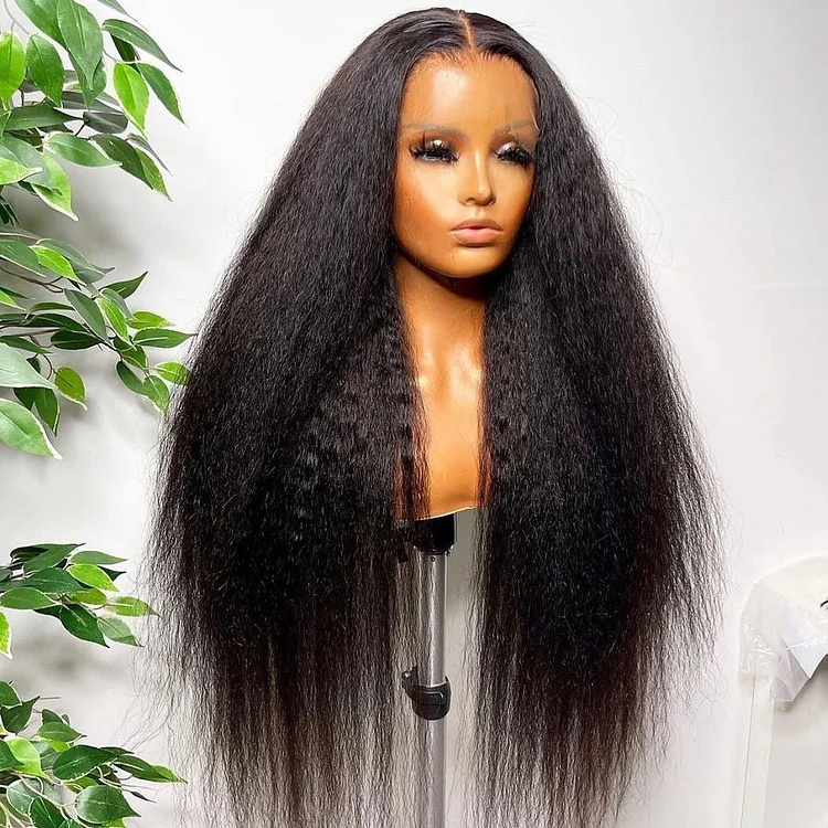 Kinky Straight 13x4 Transparent Lace Front Human Hair Wig