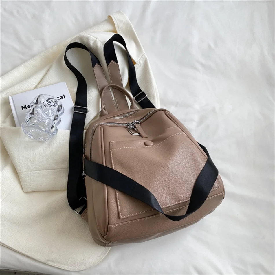 Pongl Women's Backpacks Luxury Brand Female Handbags 2022 New Fashion PU Leather Girl Back Bags Luxury Shoulder Bag Casual Bags