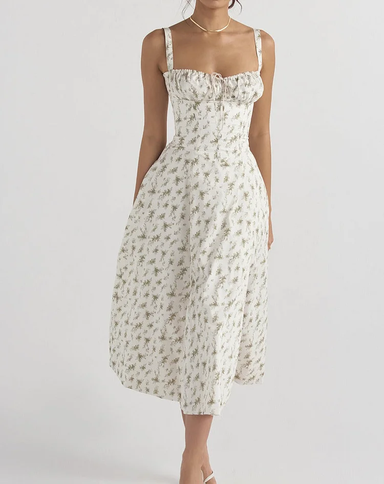 floral cami dress with plunging t shirt O Ring Bowknot Short Sleeve Crop T-shirt And Colorful Flower Print Asymmetric Ruffles Cami Dress Set